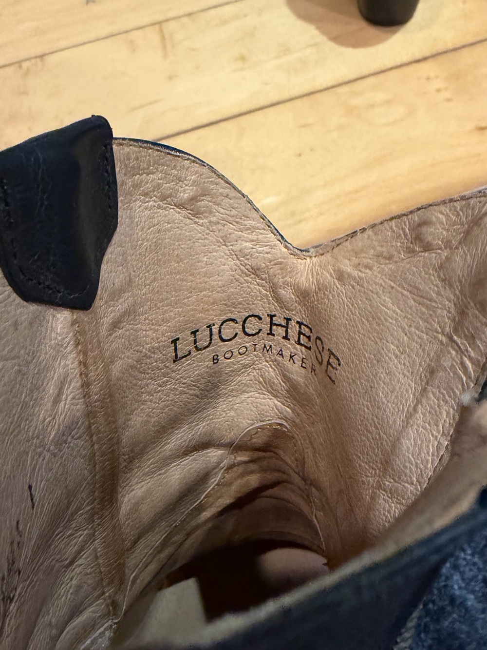 Lucchese Black Leather Western Zip-Heel Ankle Boots - Picture 4 of 9